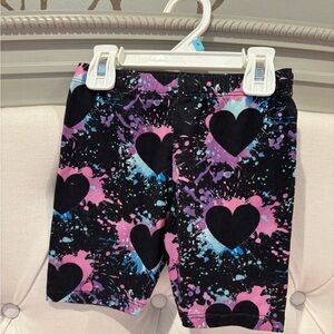 Kids Black Heart Splash Bike Shorts - Pink & Blue